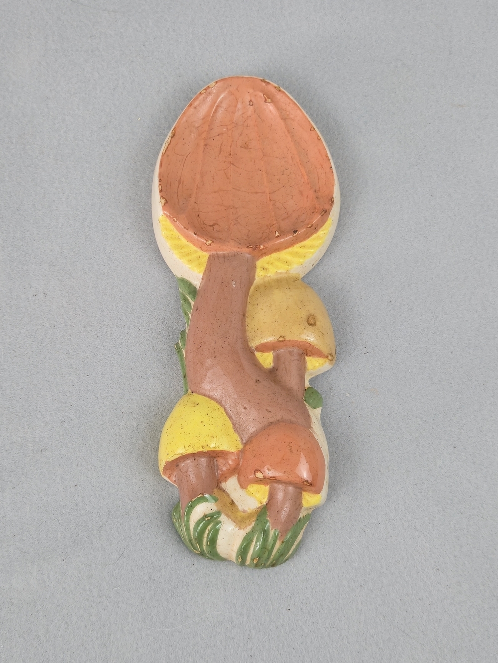 Vintage 70s Ceramic Mushroom Spoon Rest & Wall Plaque Boho Retro